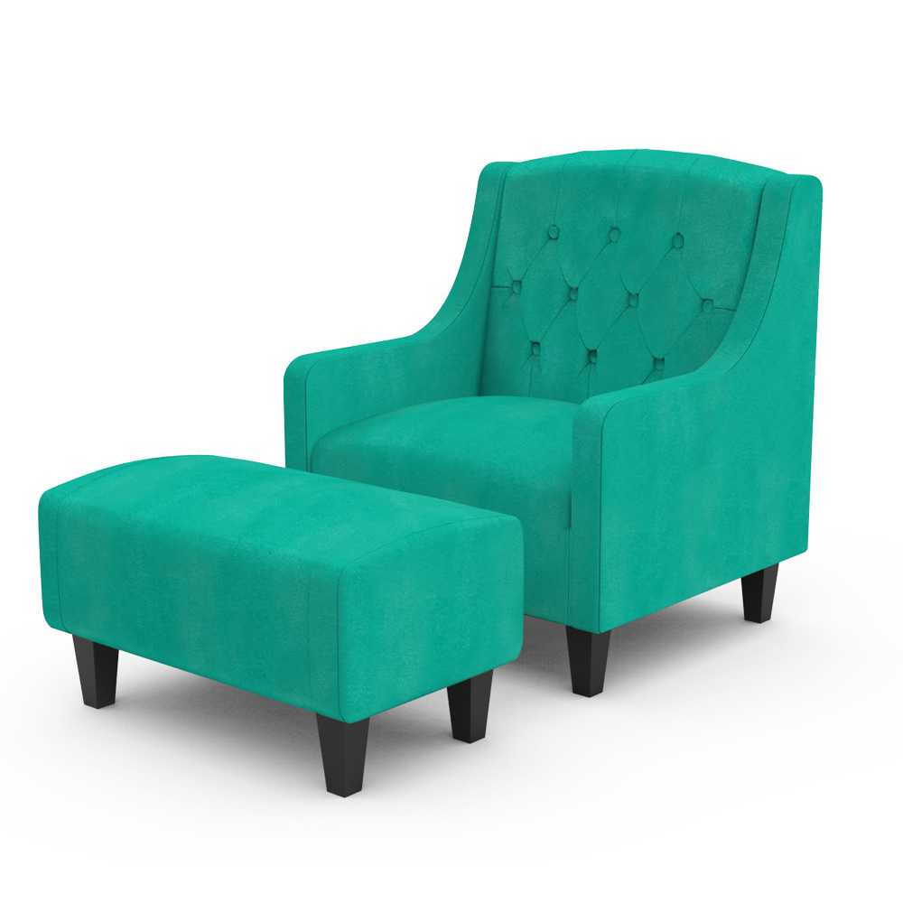 Elbrus Arm Chair with Ottoman - Seafoam Green