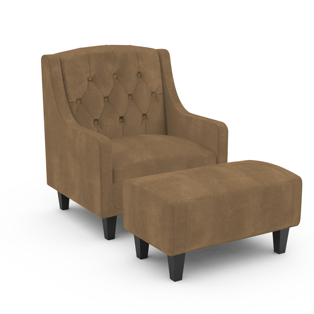 Elbrus Arm Chair with Ottoman - Brown