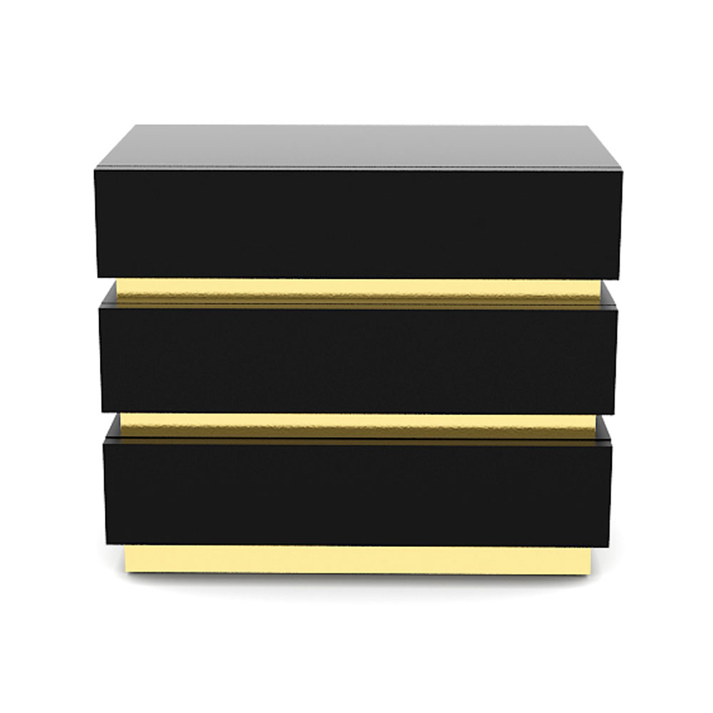 GOLD BAND SIDE TABLE -  BLACK