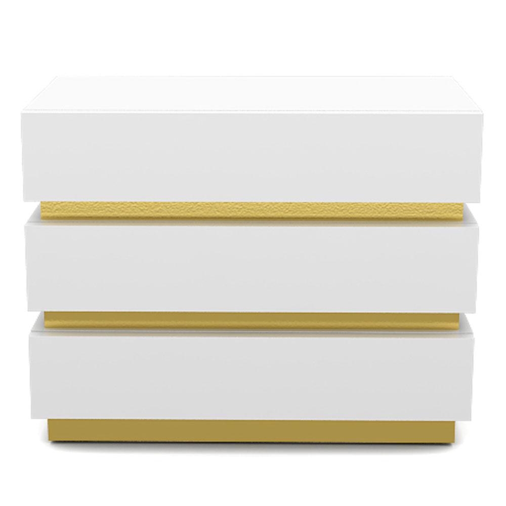 GOLD BAND SIDE TABLE - WHITE