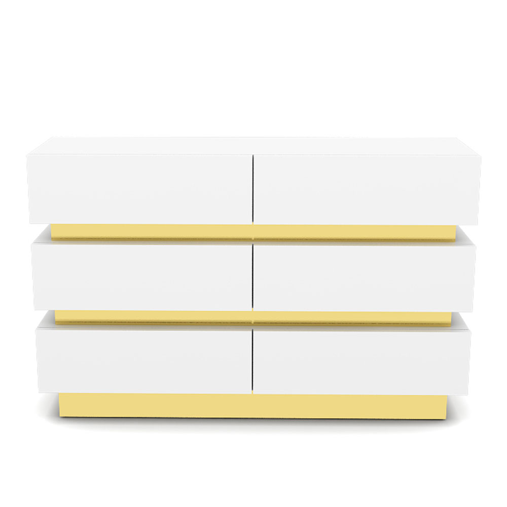 GOLD BAND CHEST OF DRAWERS - WHITE