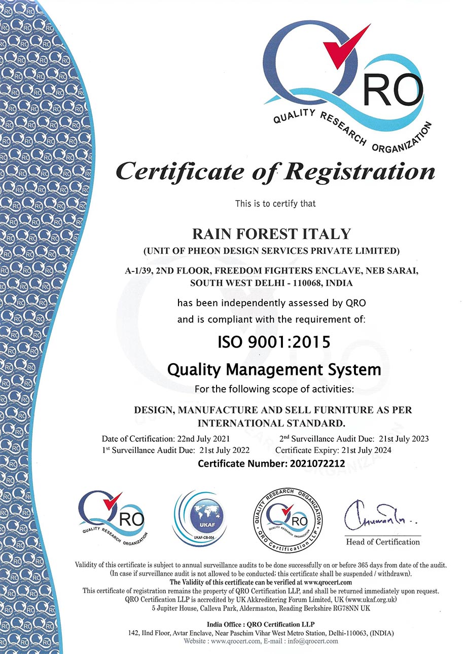 Rainforest Italy | ISO Certification fo Quality Management System
