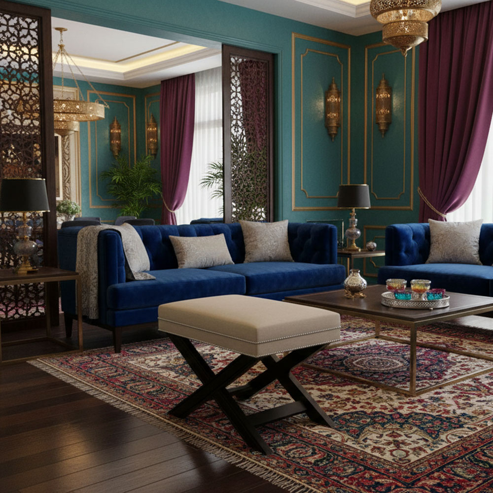 CROSSLEGGED BEIGE OTTOMAN