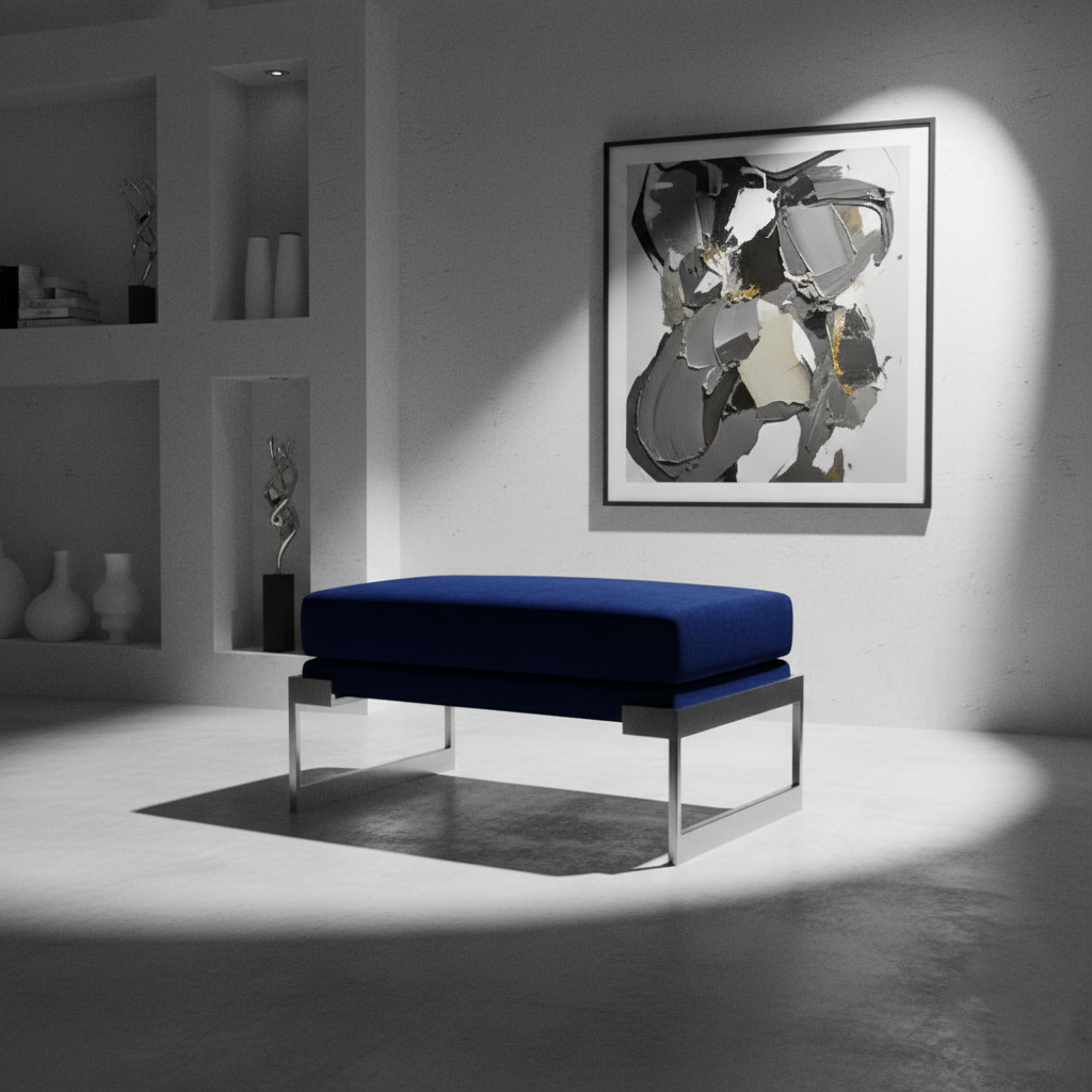 ROYAL BLUE RECTANGULAR OTTOMAN