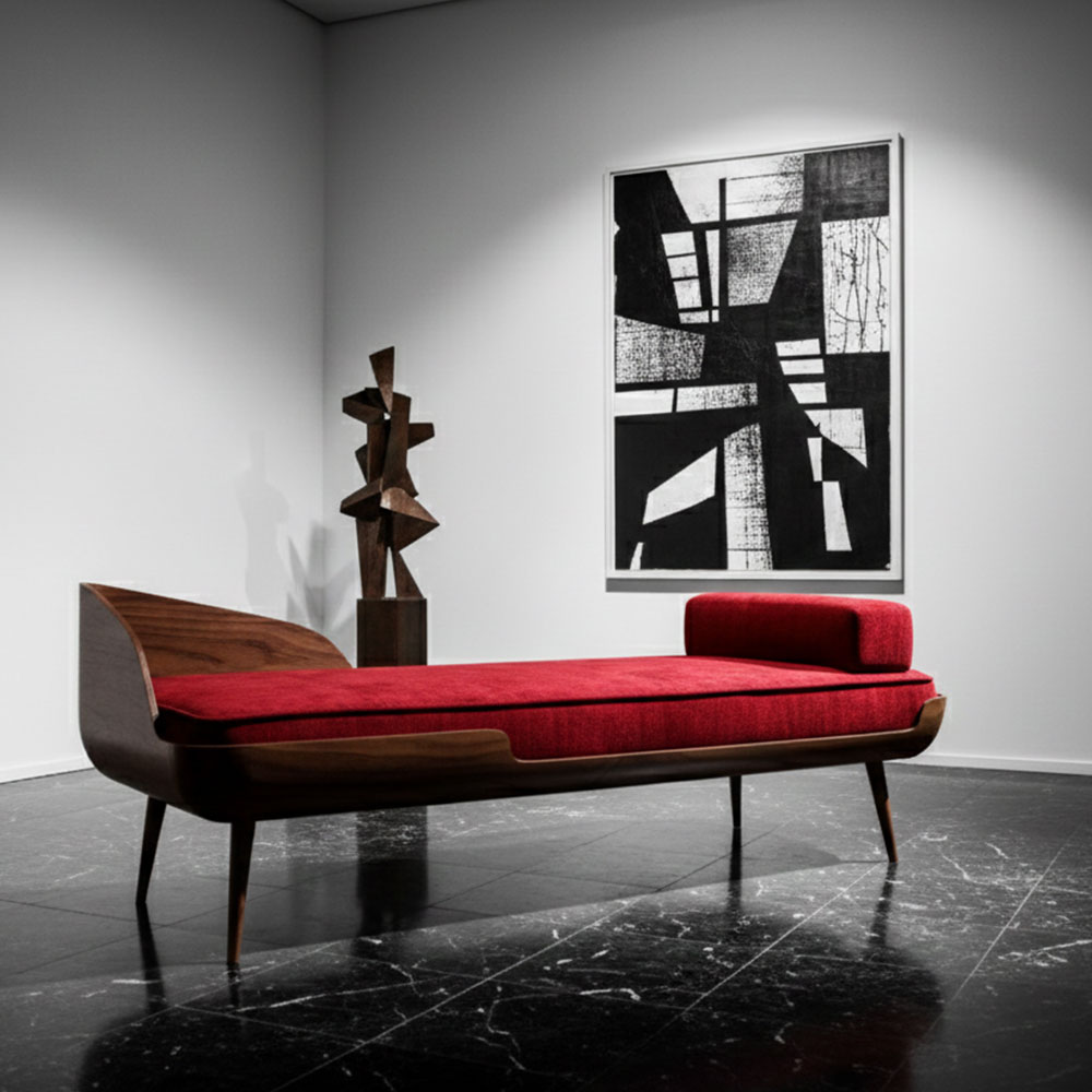 Collar Settee - Ruby Red