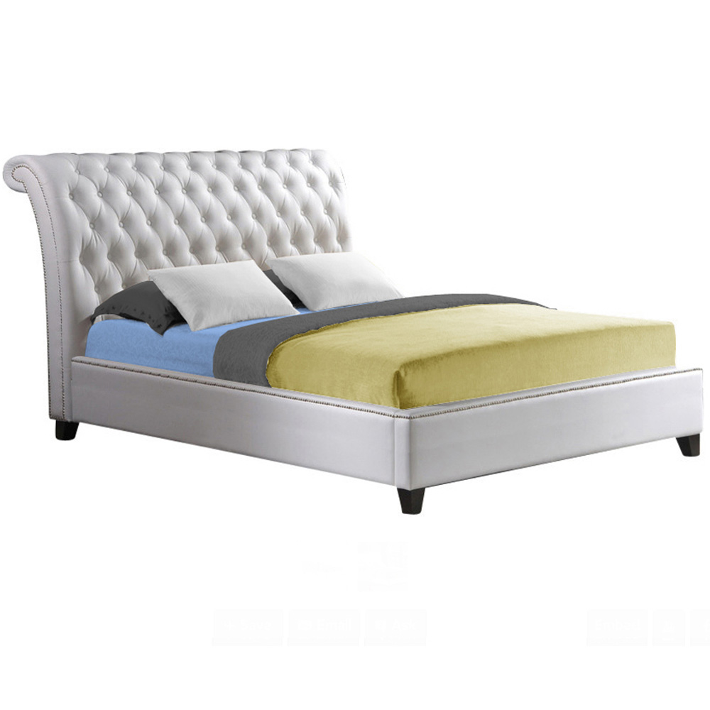 SOFT WHITE TUFTED BED - QUEEN SIZE