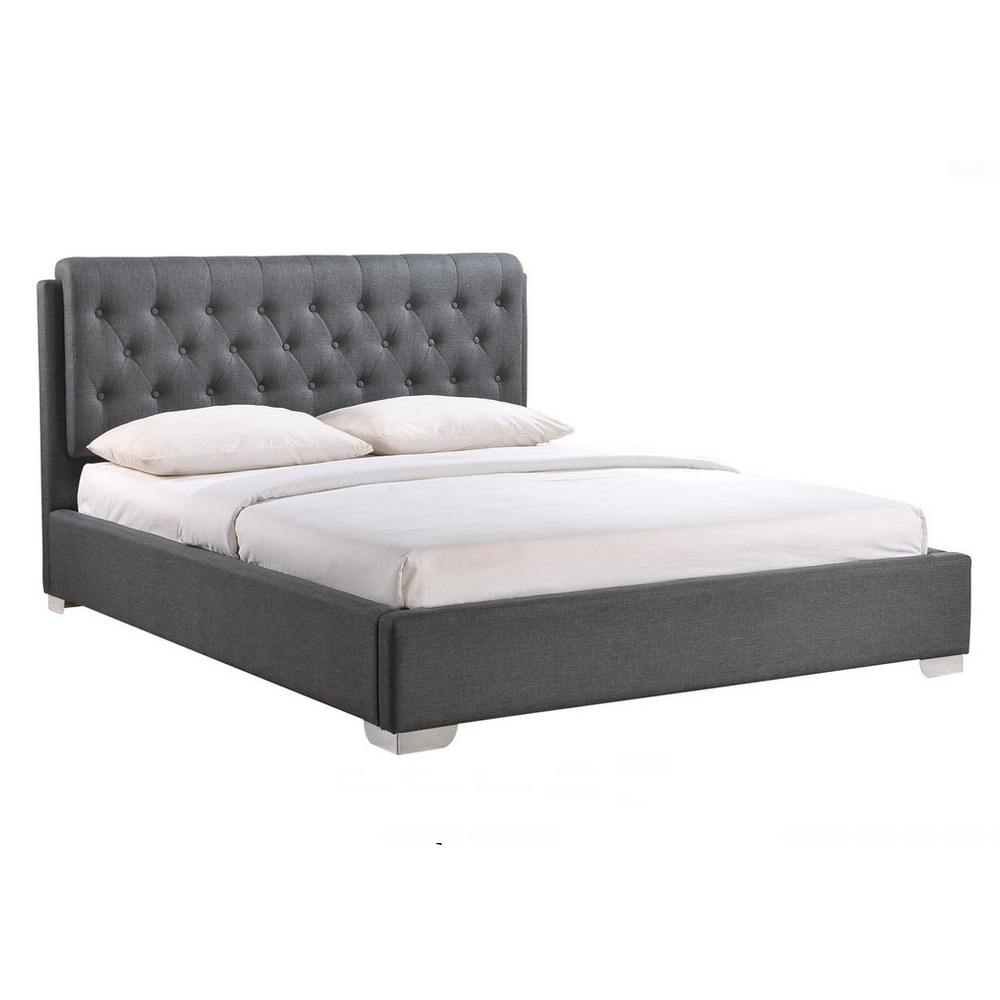 AMELIA TUFTED CHARCOAL GREY BED - KING SIZE