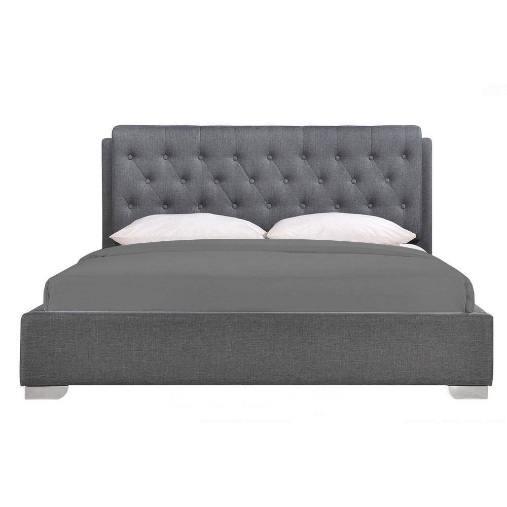 AMELIA TUFTED CHARCOAL GREY BED - QUEEN SIZE